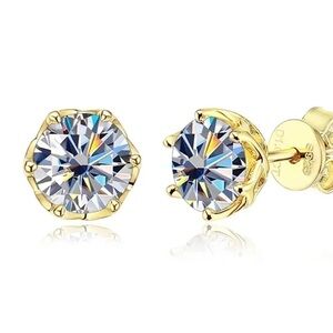 Certified 1ct t.w. 18K Moissanite VVS1 Brilliant Round Stud Earrings NEW